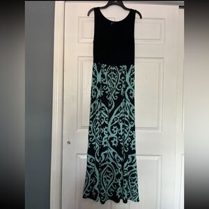 JCPenney Black and Aqua Maxi Dress